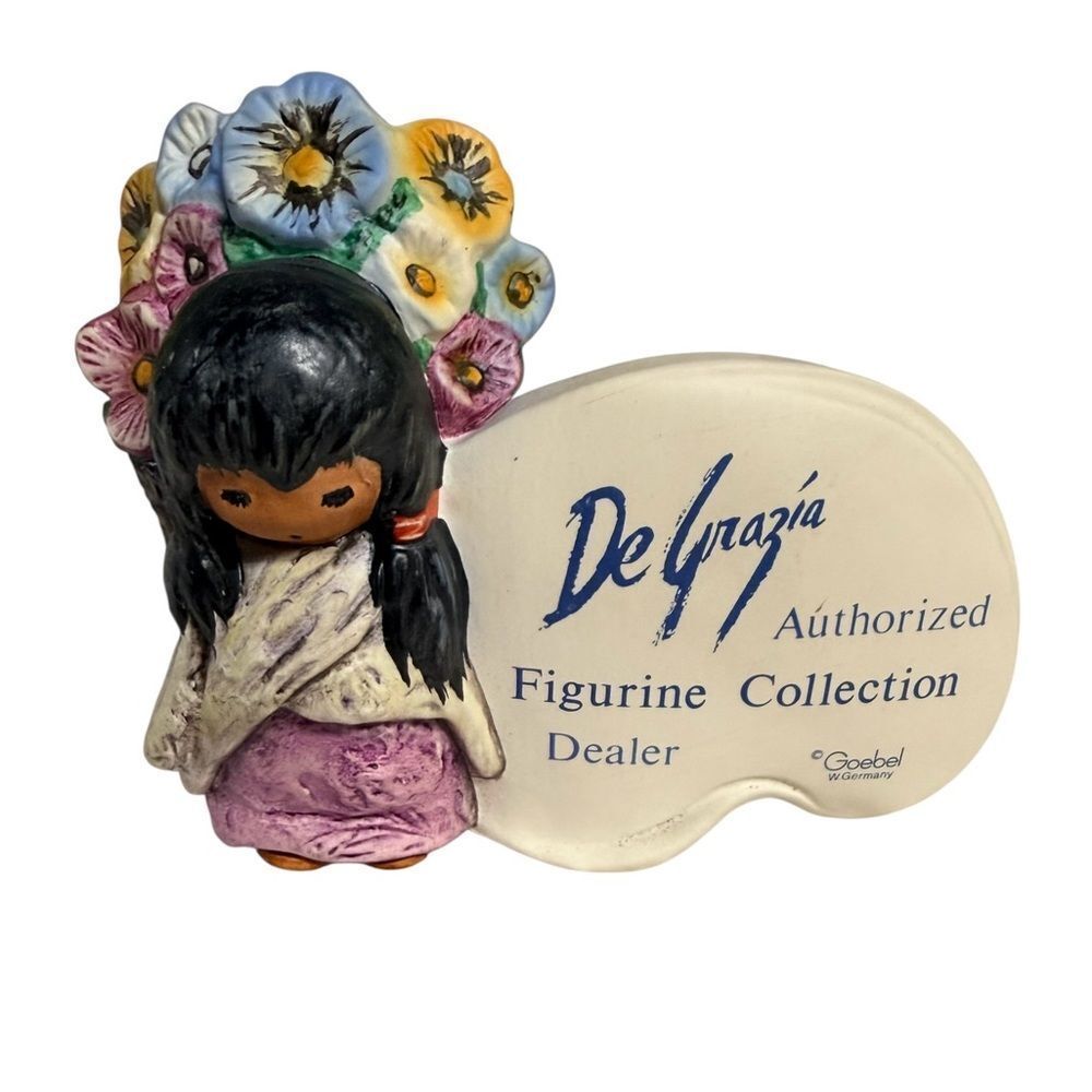 Vintage DeGrazia Goebel Flower Girl Dealer Plaque Figurine West Germany
